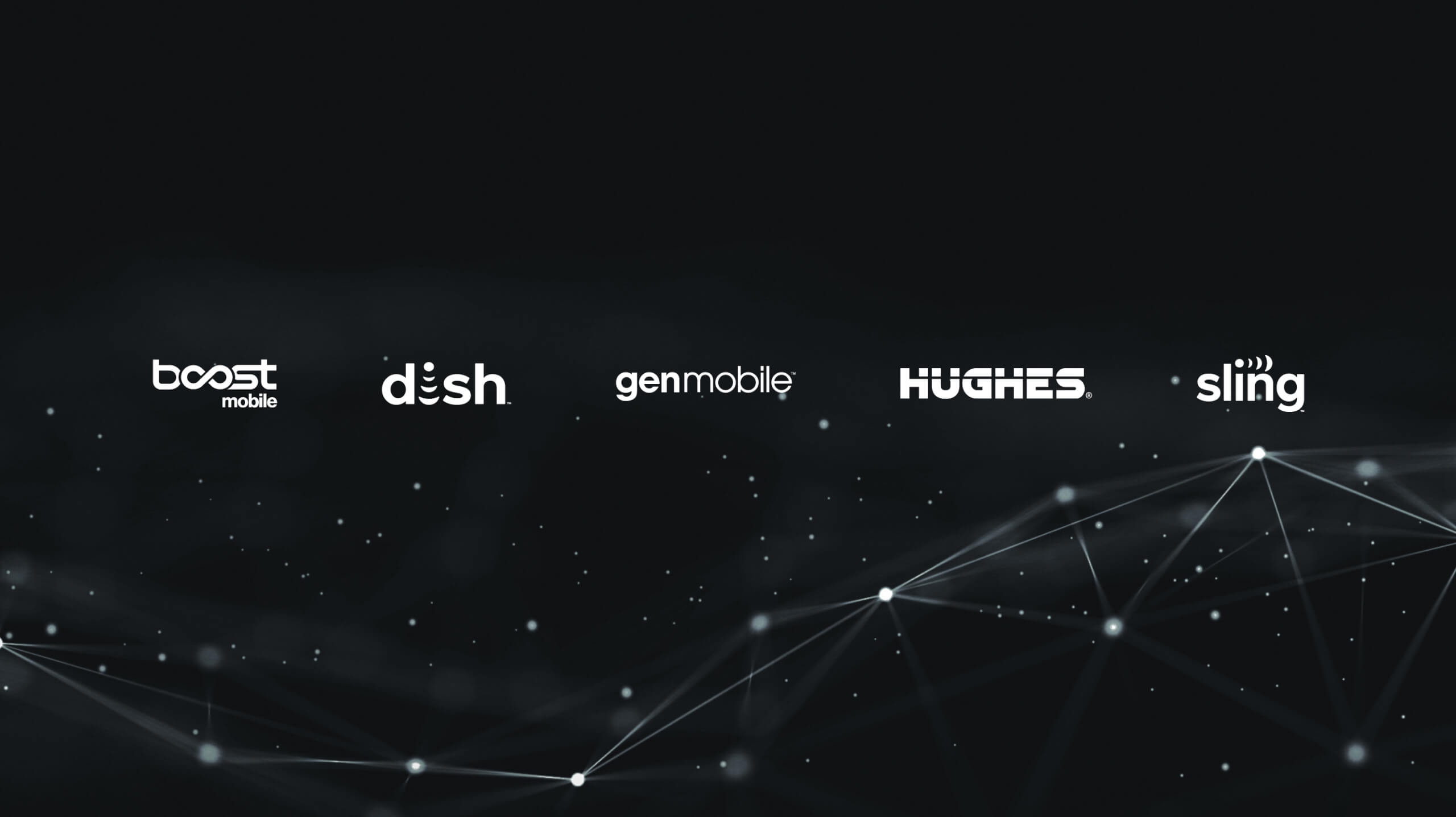A view of the world from space with Boost Mobile, DISH, Gen Mobile, Hughes, and Sling logos above