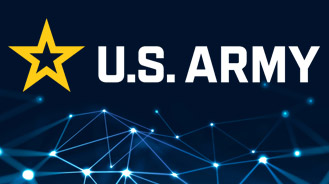 U.S. Army logo with a digital network background