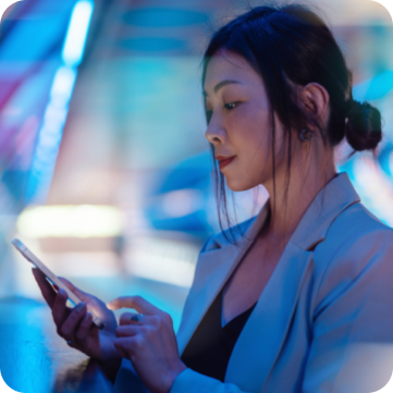 Professional woman searching on her phone.