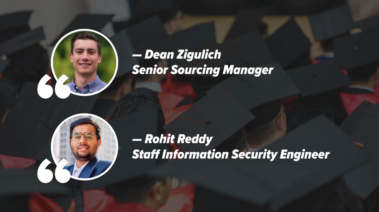 Mockup of two headshots and pull quotes from the authors