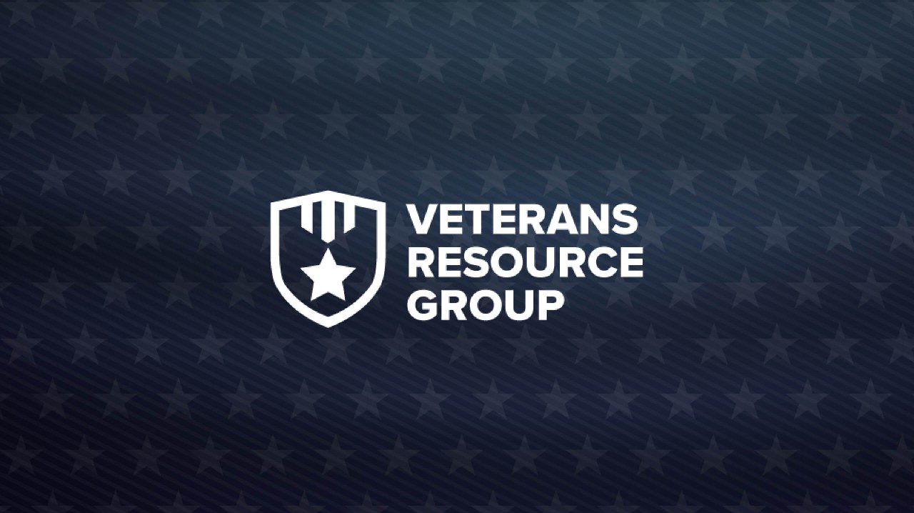 Image of the Veterans Resource Group logo over a background image.