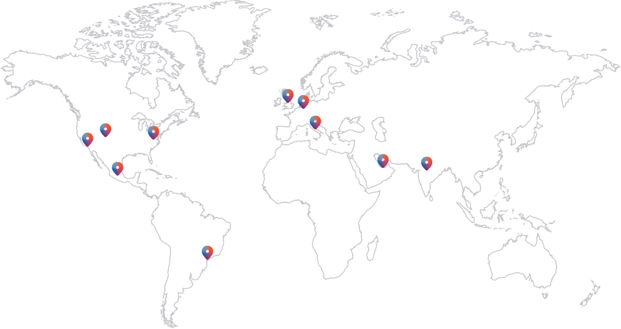 Map showing EchoStar locations across the globe