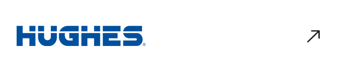 Hughes logo in blue, set against a white background with a subtle arrow icon.